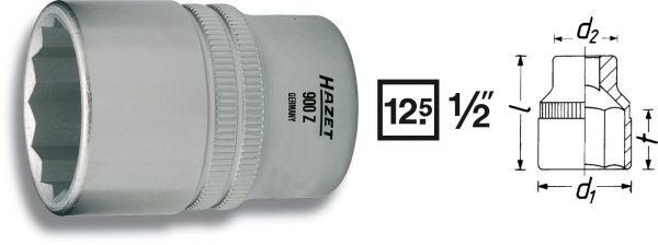 Hylsa 12 kant 32 mm 1/2"